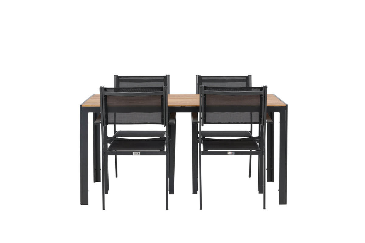Venture Design Copacabana & Break Matstolar 2-pack Svart + Rektangulära Matbord 150 x 90 Svart