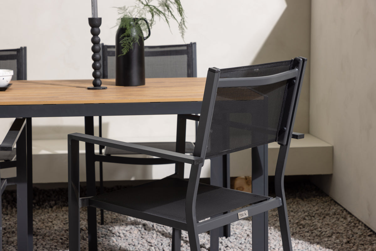 Venture Design Copacabana & Break Matstolar 2-pack Svart + Rektangulära Matbord 150 x 90 Svart