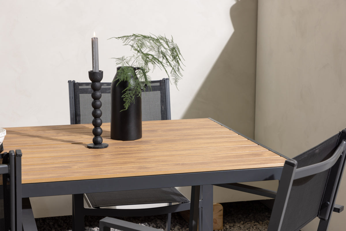 Venture Design Copacabana & Break Matstolar 2-pack Svart + Rektangulära Matbord 150 x 90 Svart