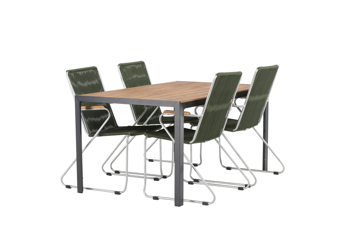 Venture Design Break & Bois Rektangulära Matbord 150 x 90 Svart + Matstolar 2-pack Grön