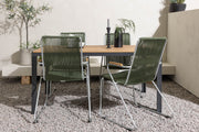 Venture Design Break & Bois Rektangulära Matbord 150 x 90 Svart + Matstolar 2-pack Grön