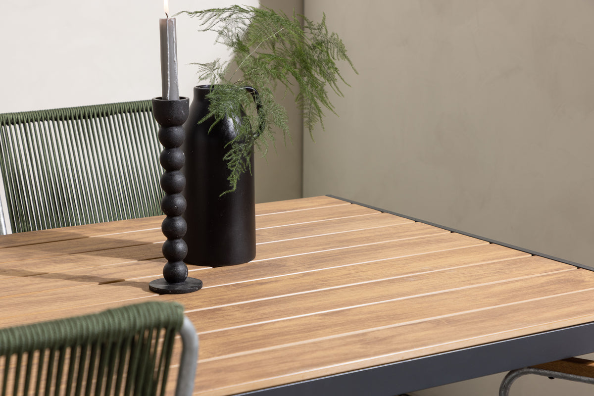 Venture Design Break & Bois Rektangulära Matbord 150 x 90 Svart + Matstolar 2-pack Grön