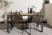 Venture Design Break & Lindos Rektangulära Matbord 150x90 Svart + Matstolar Brun