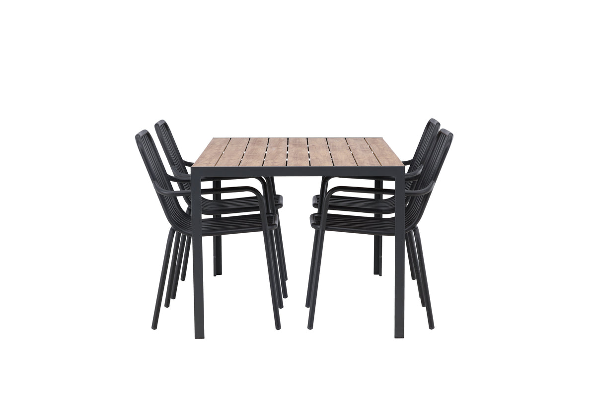 Venture Design Break & Peking Rektangulära Matbord 150 x 90 Svart + Matstolar 2-pack Svart