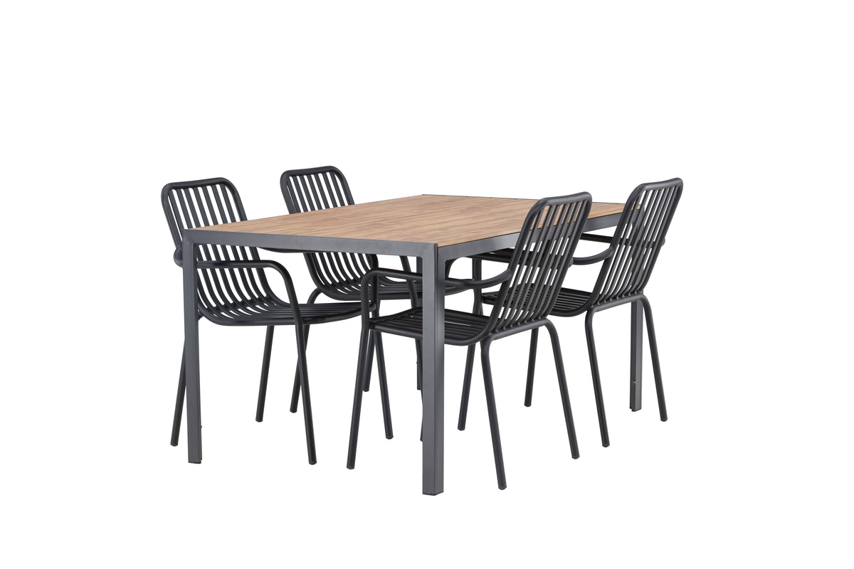 Venture Design Break & Peking Rektangulära Matbord 150 x 90 Svart + Matstolar 2-pack Svart