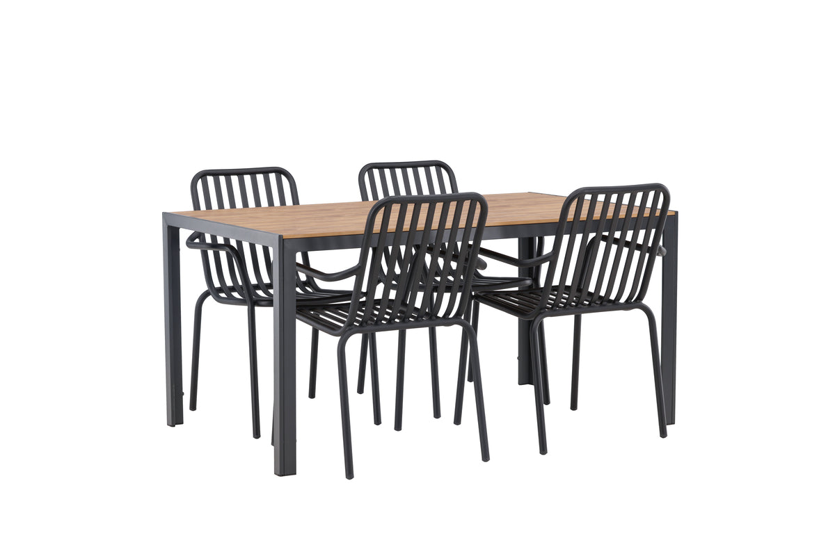 Venture Design Break & Peking Rektangulära Matbord 150 x 90 Svart + Matstolar 2-pack Svart