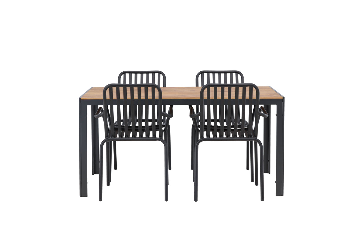Venture Design Break & Peking Rektangulära Matbord 150 x 90 Svart + Matstolar 2-pack Svart