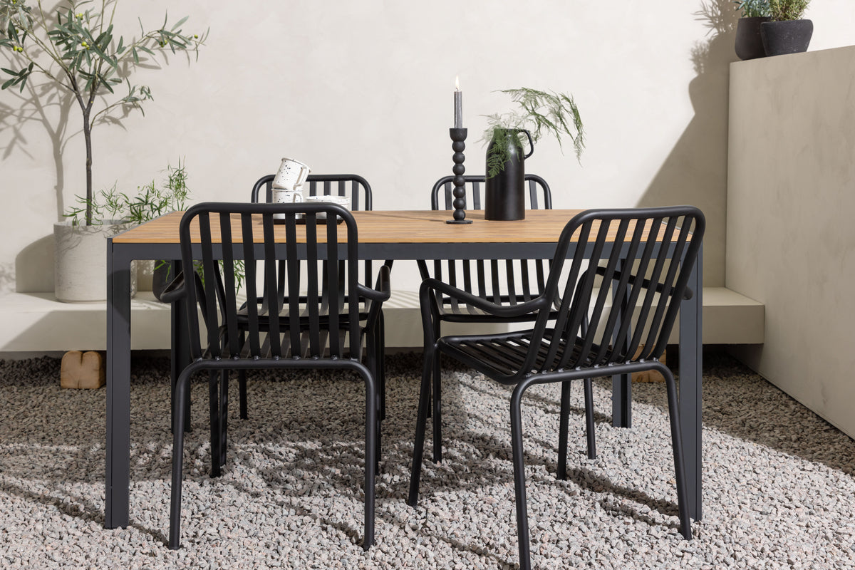 Venture Design Break & Peking Rektangulära Matbord 150 x 90 Svart + Matstolar 2-pack Svart
