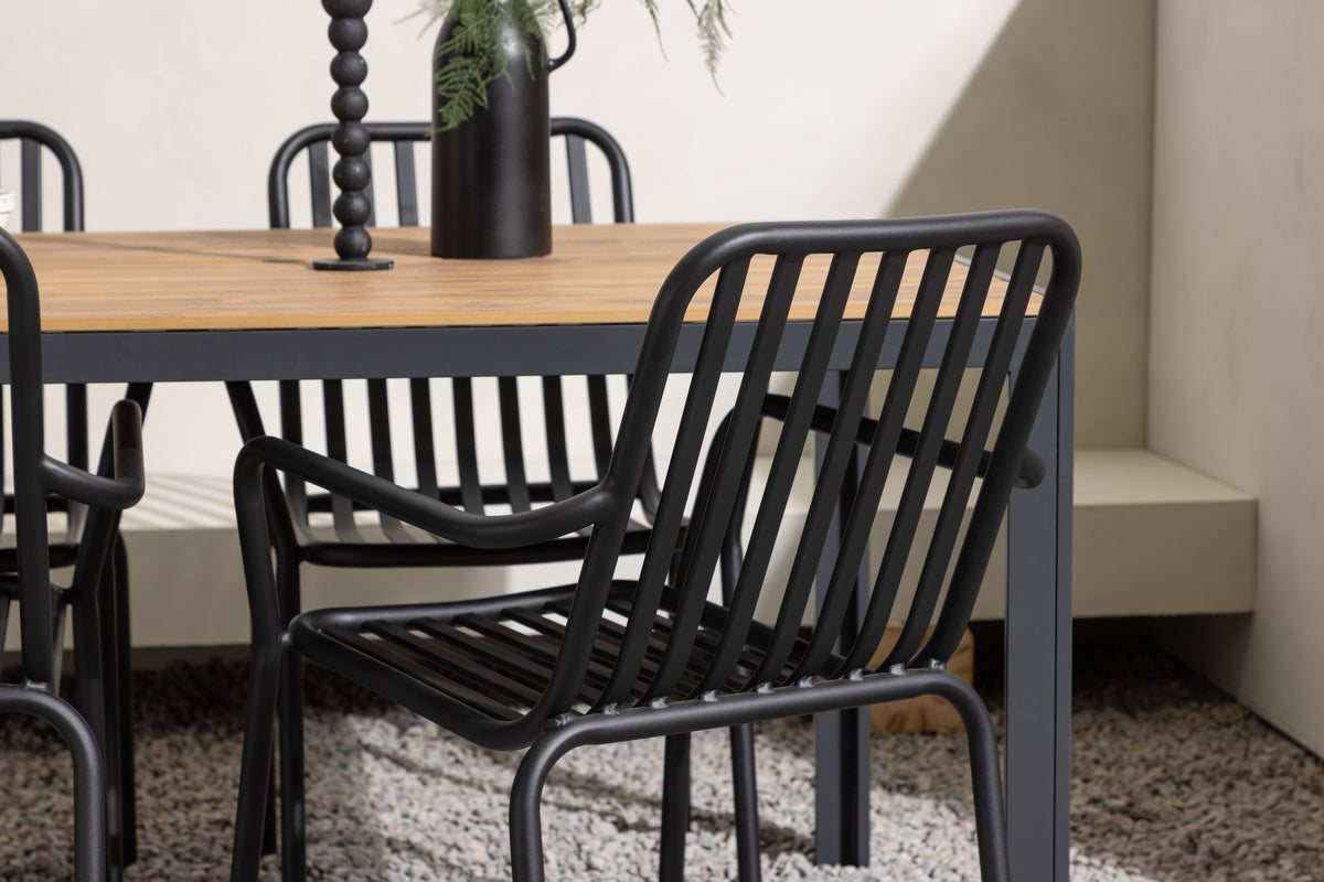 Venture Design Break & Peking Rektangulära Matbord 150 x 90 Svart + Matstolar 2-pack Svart