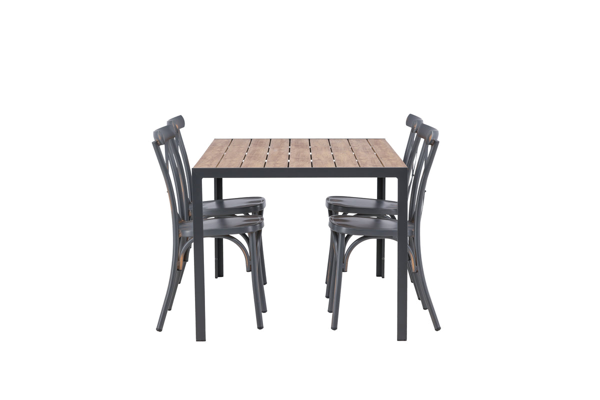 Venture Design Break & Tablas Rektangulära Matbord 150 x 90 Svart + Matstolar 2-pack Mörkgrå