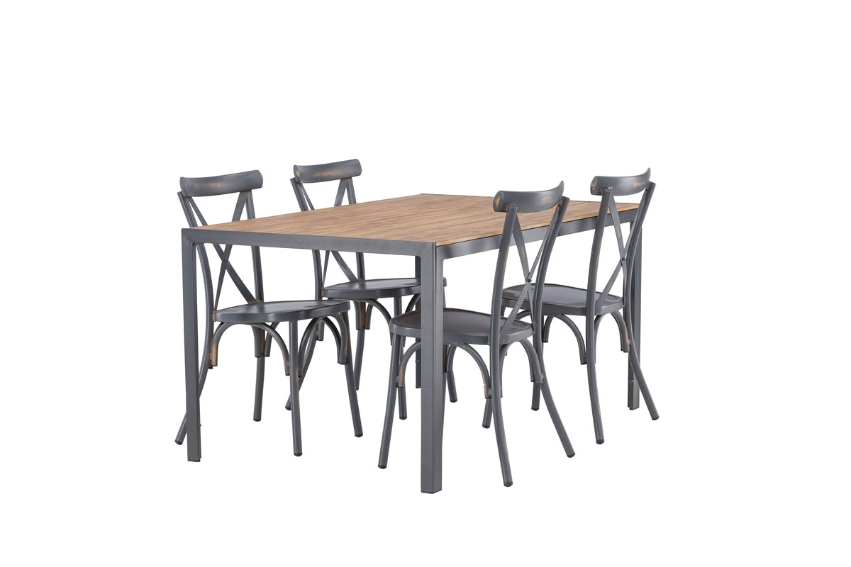 Venture Design Break & Tablas Rektangulära Matbord 150 x 90 Svart + Matstolar 2-pack Mörkgrå