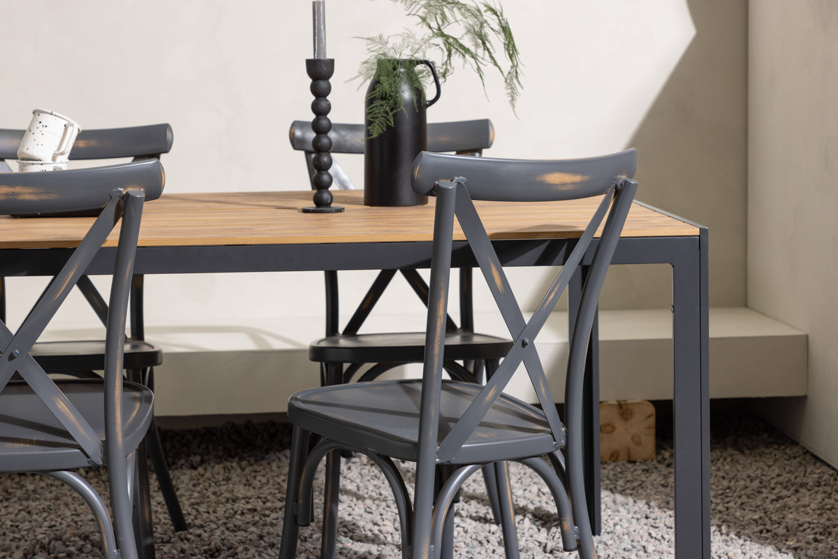 Venture Design Break & Tablas Rektangulära Matbord 150 x 90 Svart + Matstolar 2-pack Mörkgrå