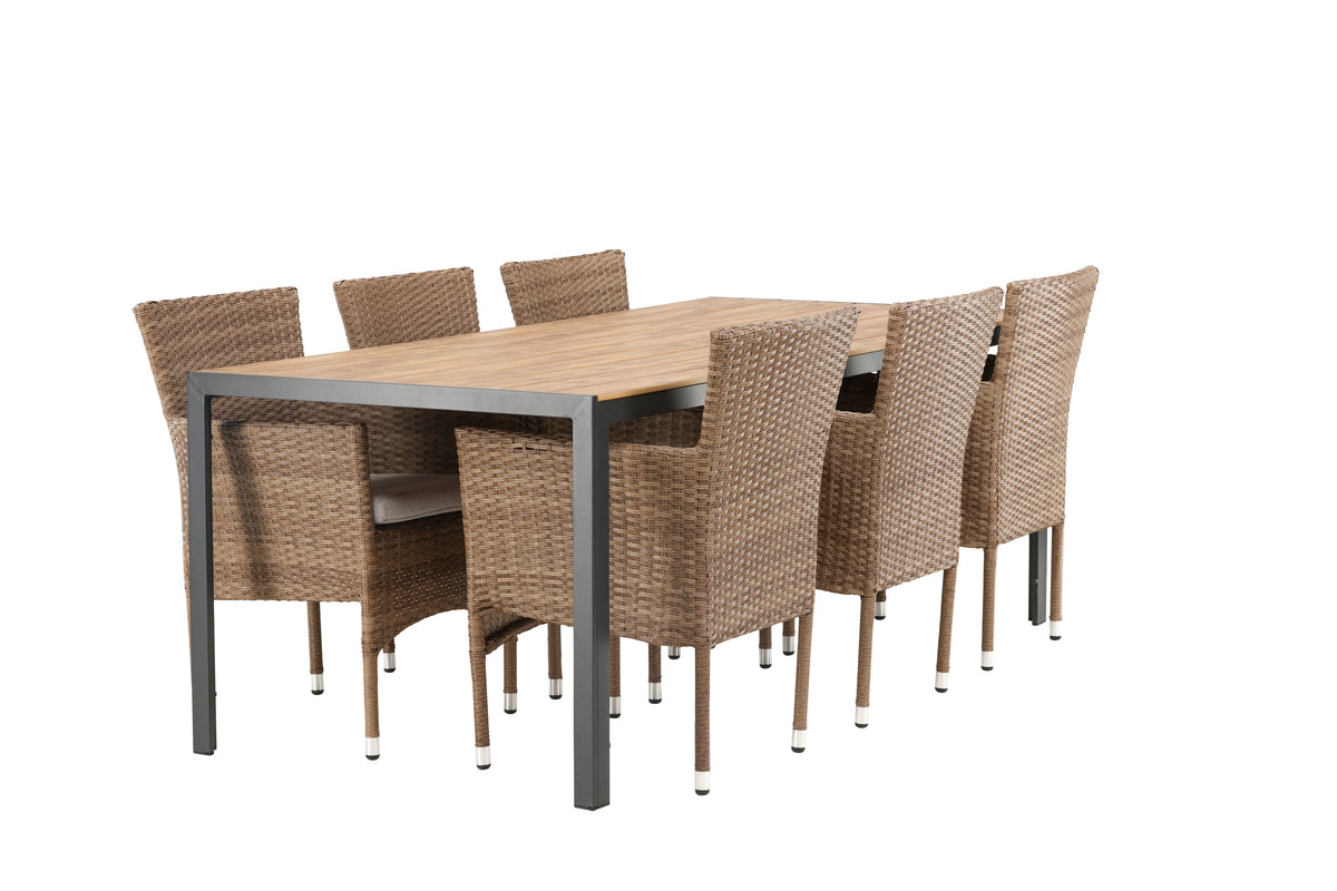 Venture Design Malina & Break Matstolar Natur + Rektangulära Matbord 205x90x74 Natur