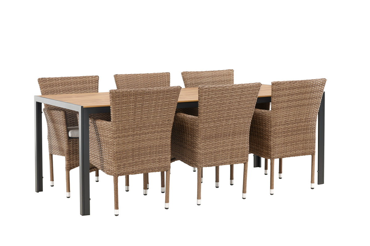 Venture Design Malina & Break Matstolar Natur + Rektangulära Matbord 205x90x74 Natur