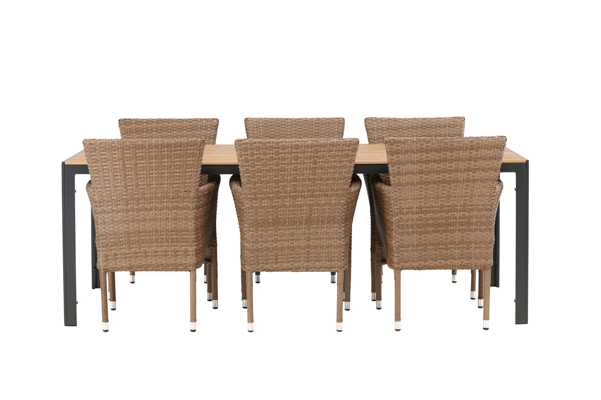 Venture Design Malina & Break Matstolar Natur + Rektangulära Matbord 205x90x74 Natur