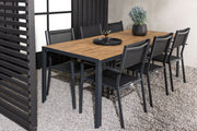 Venture Design Copacabana & Break Matstolar Svart + Rektangulära Matbord 205x90x74 Natur
