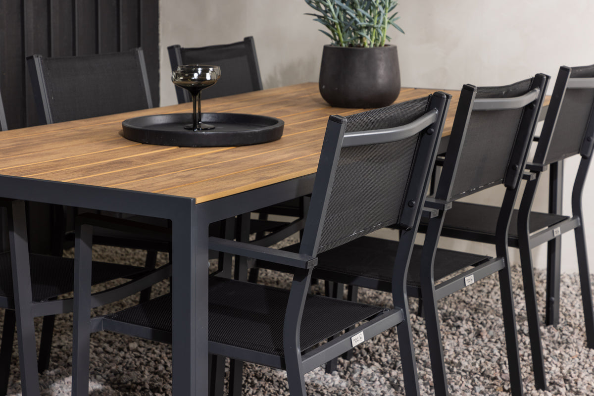 Venture Design Copacabana & Break Matstolar Svart + Rektangulära Matbord 205x90x74 Natur