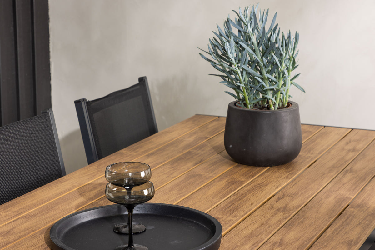 Venture Design Copacabana & Break Matstolar Svart + Rektangulära Matbord 205x90x74 Natur