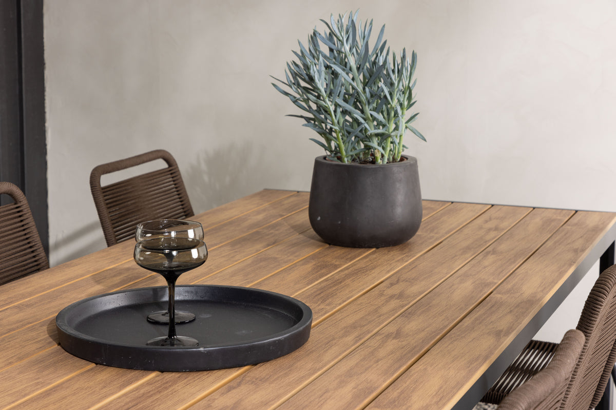Venture Design Break & Lindos Rektangulära Matbord 205x90x74 Natur + Matstolar Brun