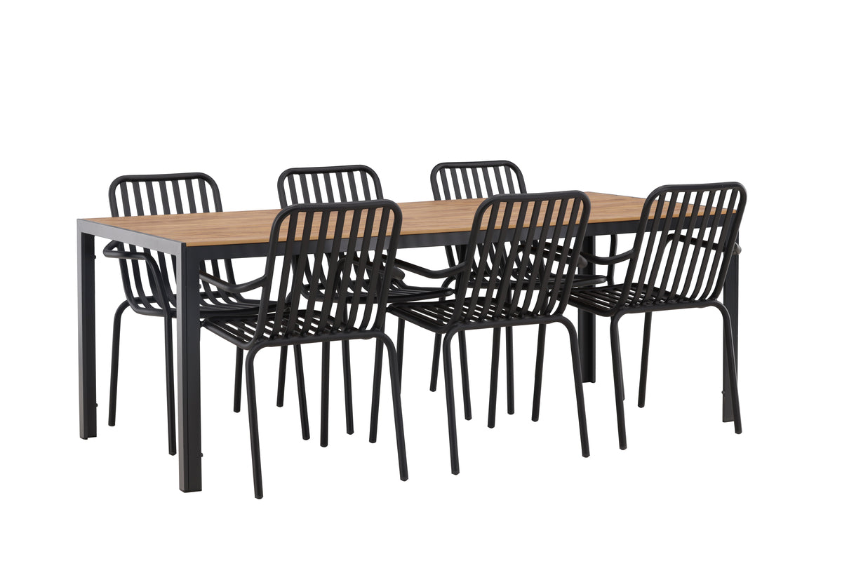 Venture Design Break & Peking Rektangulära Matbord 205 x 90 Natur + Matstolar 2-pack Svart