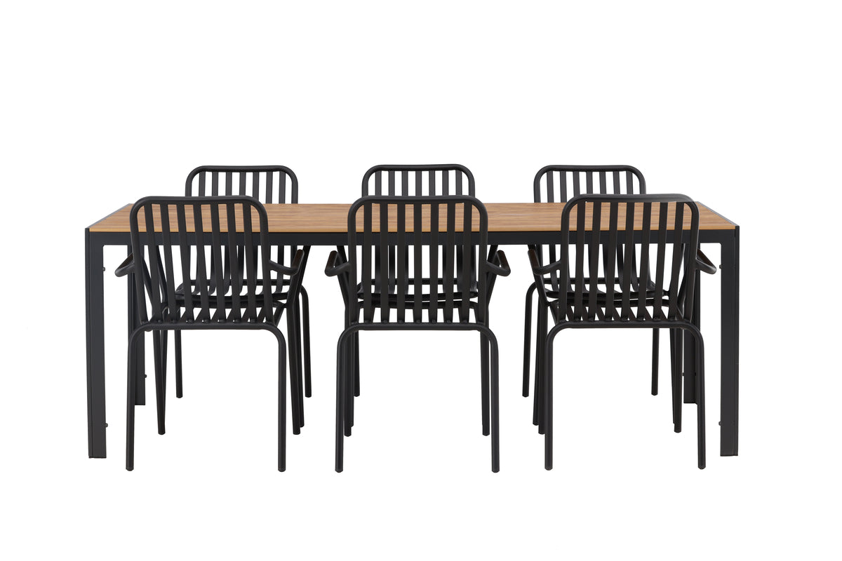 Venture Design Break & Peking Rektangulära Matbord 205 x 90 Natur + Matstolar 2-pack Svart