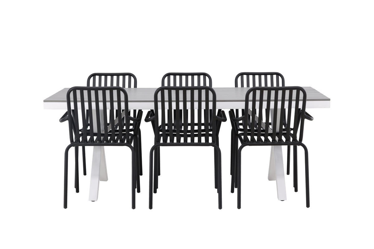 Venture Design Garcia & Peking Rektangulära Matbord 200 x 100 Grå + Matstolar 2-pack Svart