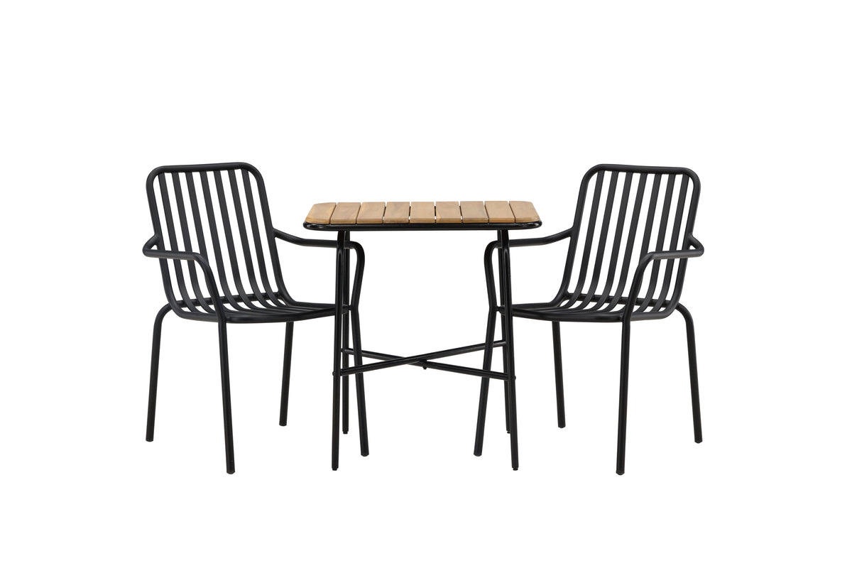 Venture Design Holmbeck & Peking Cafebord 70 x 55 Natur + Matstolar 2-pack Svart