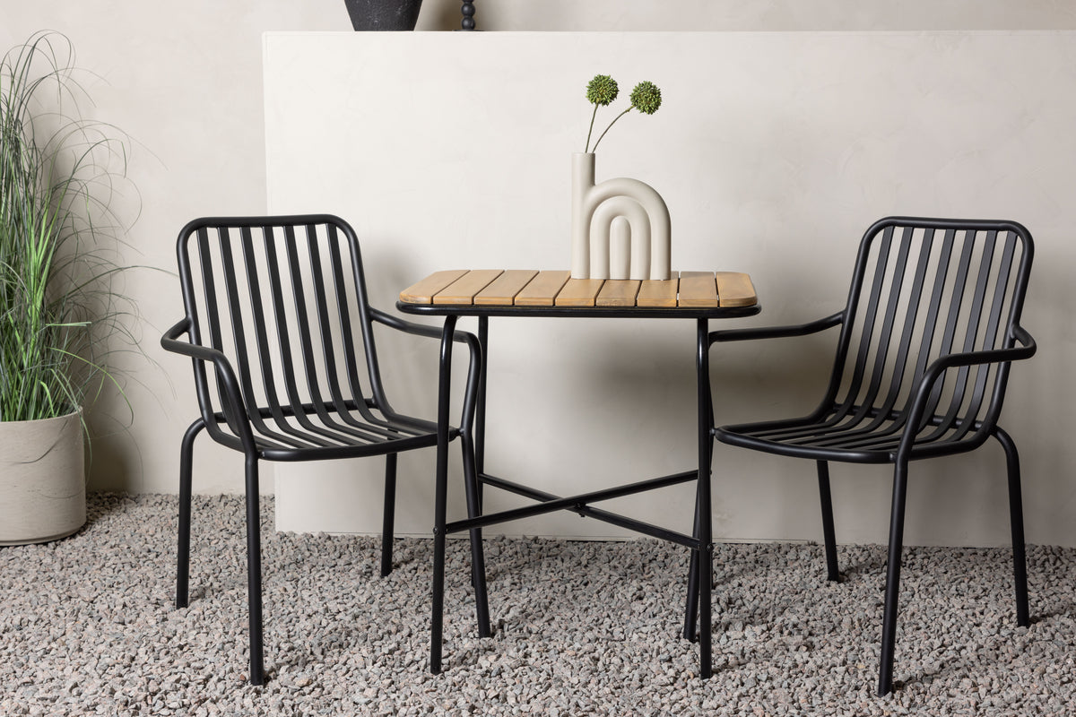 Venture Design Holmbeck & Peking Cafebord 70 x 55 Natur + Matstolar 2-pack Svart