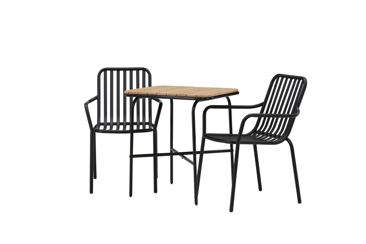 Venture Design Holmbeck & Peking Cafebord 70 x 55 Natur + Matstolar 2-pack Svart