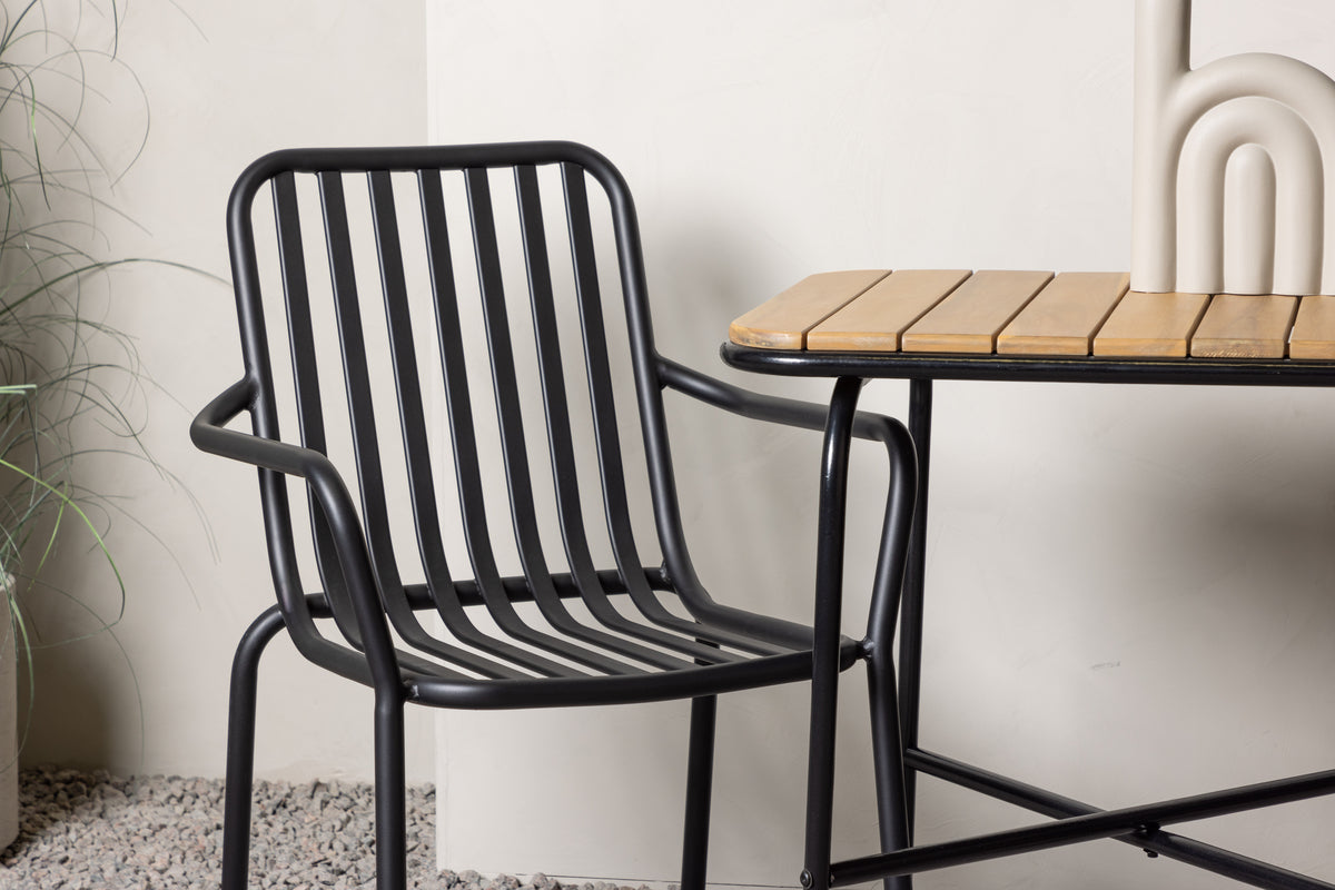Venture Design Holmbeck & Peking Cafebord 70 x 55 Natur + Matstolar 2-pack Svart