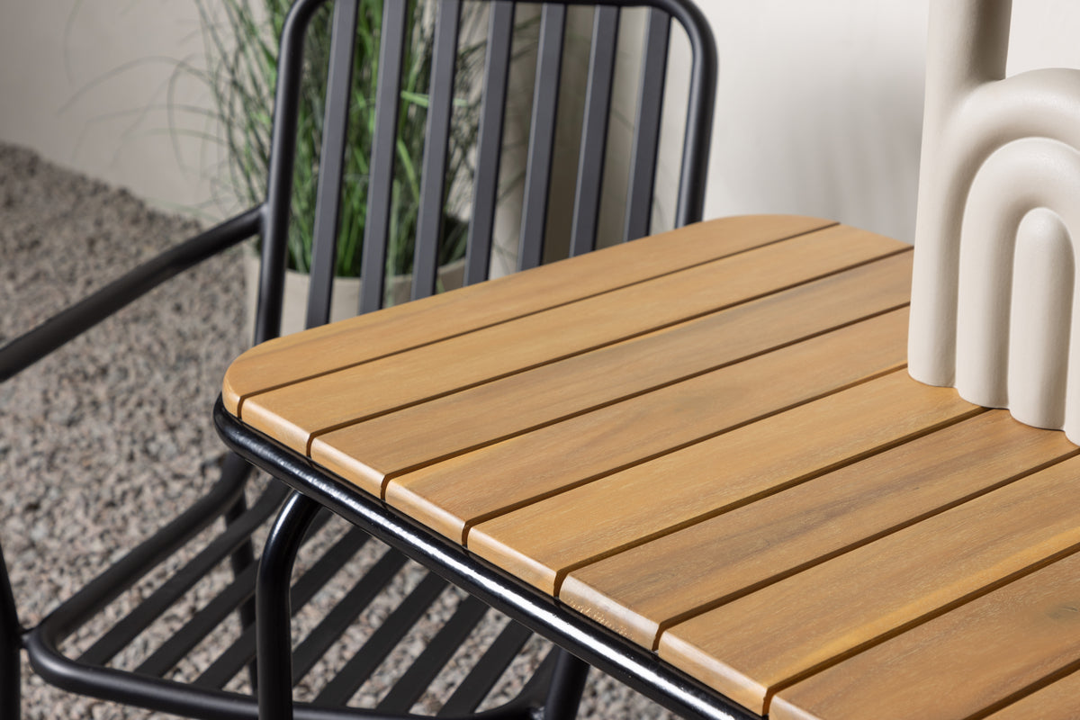 Venture Design Holmbeck & Peking Cafebord 70 x 55 Natur + Matstolar 2-pack Svart