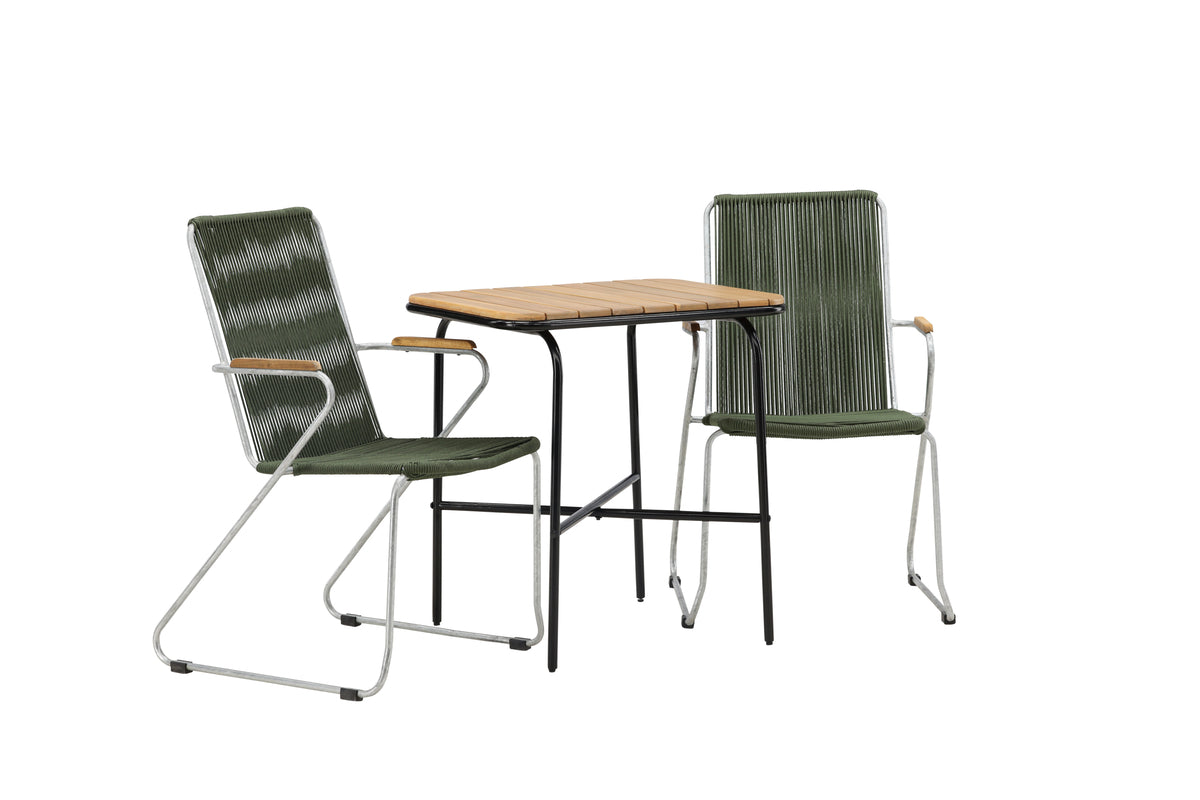 Venture Design Holmbeck & Bois Cafebord 70 x 55 Natur + Matstolar 2-pack Grön