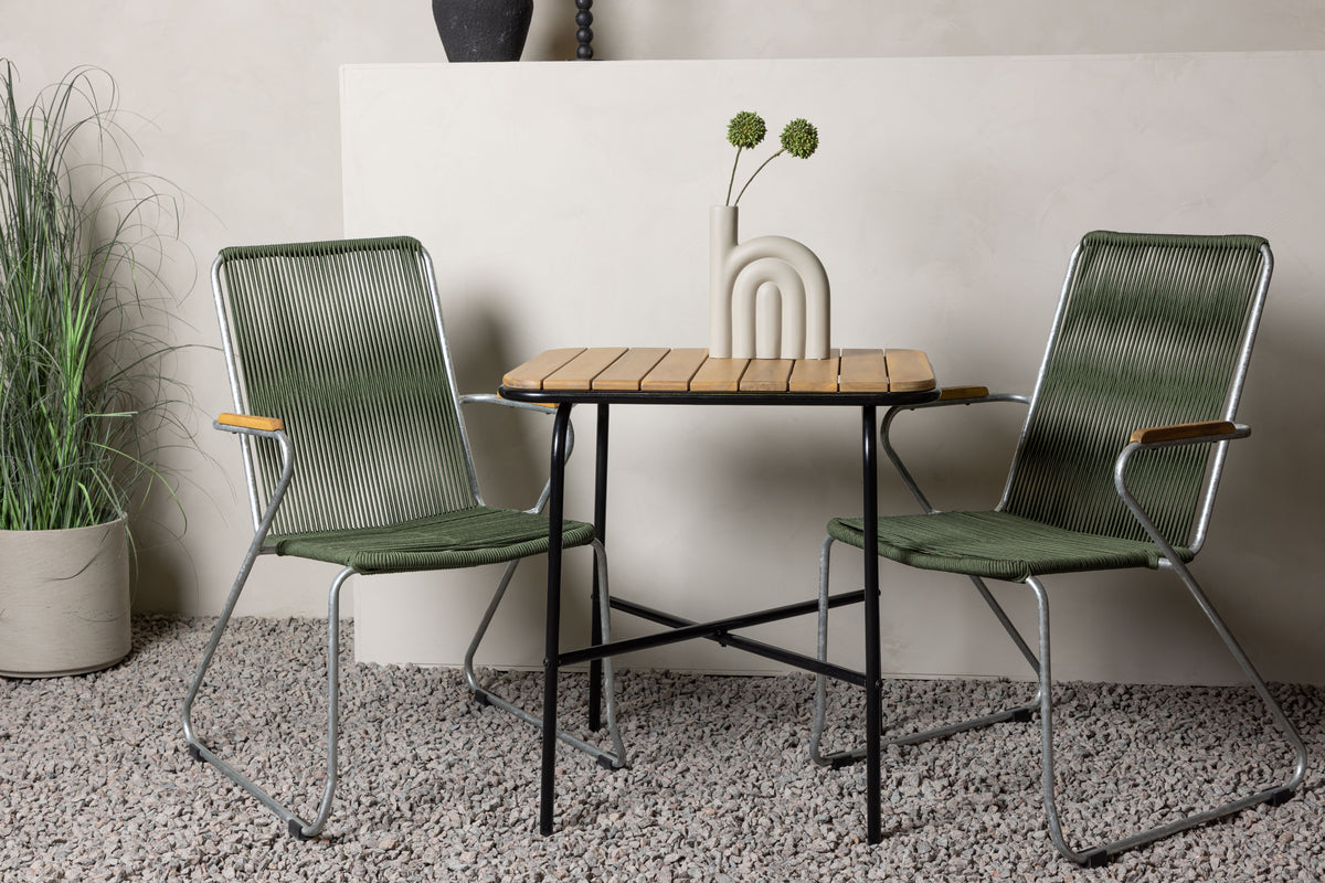 Venture Design Holmbeck & Bois Cafebord 70 x 55 Natur + Matstolar 2-pack Grön