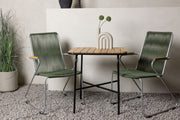 Venture Design Holmbeck & Bois Cafebord 70 x 55 Natur + Matstolar 2-pack Grön