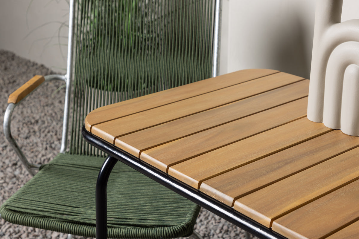 Venture Design Holmbeck & Bois Cafebord 70 x 55 Natur + Matstolar 2-pack Grön