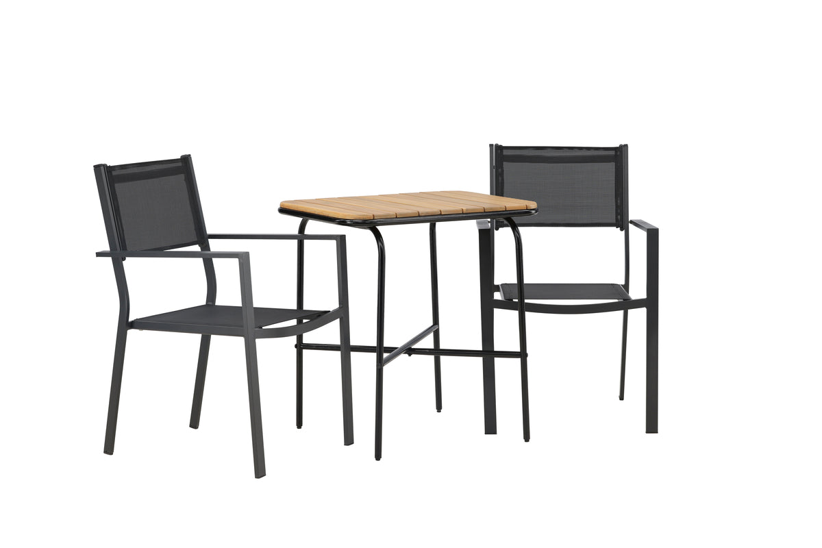 Venture Design Copacabana & Holmbeck Matstolar 2-pack Svart + Cafebord 70 x 55 Natur