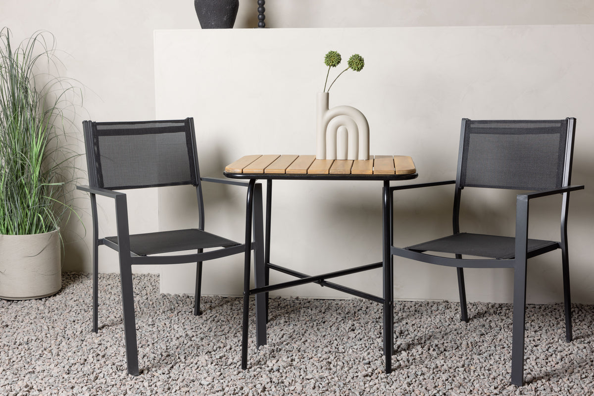 Venture Design Copacabana & Holmbeck Matstolar 2-pack Svart + Cafebord 70 x 55 Natur
