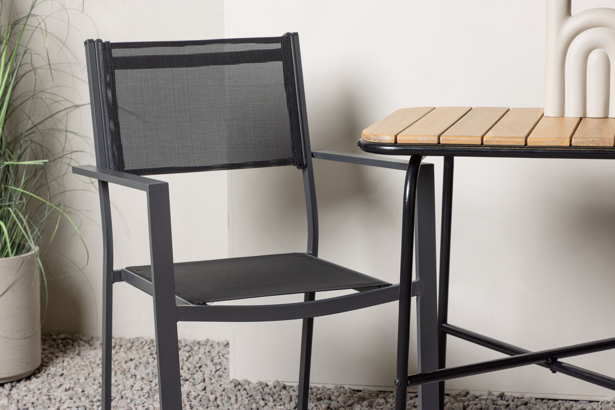 Venture Design Copacabana & Holmbeck Matstolar 2-pack Svart + Cafebord 70 x 55 Natur