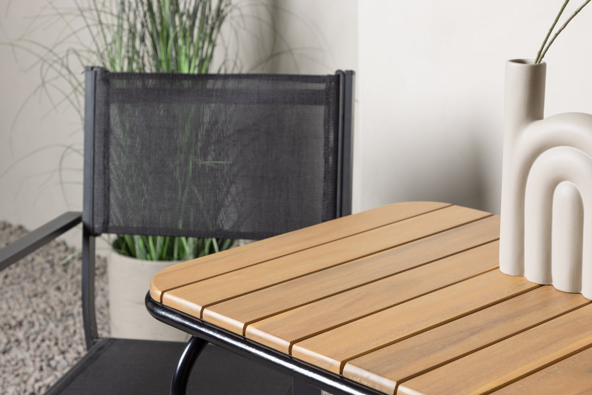 Venture Design Copacabana & Holmbeck Matstolar 2-pack Svart + Cafebord 70 x 55 Natur