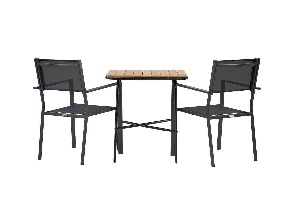 Venture Design Copacabana & Holmbeck Matstolar 2-pack Svart + Cafebord 70 x 55 Natur