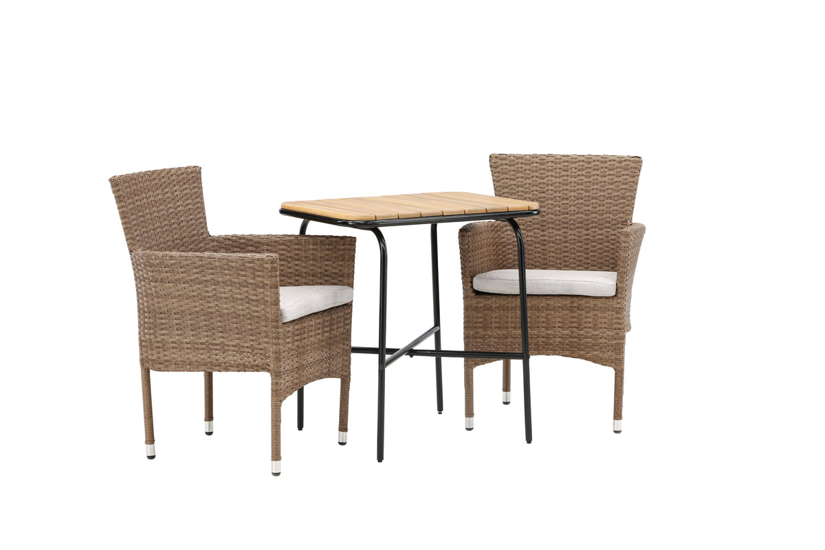 Venture Design Malina & Holmbeck Matstolar 2-pack Natur + Cafebord 70 x 55 Natur