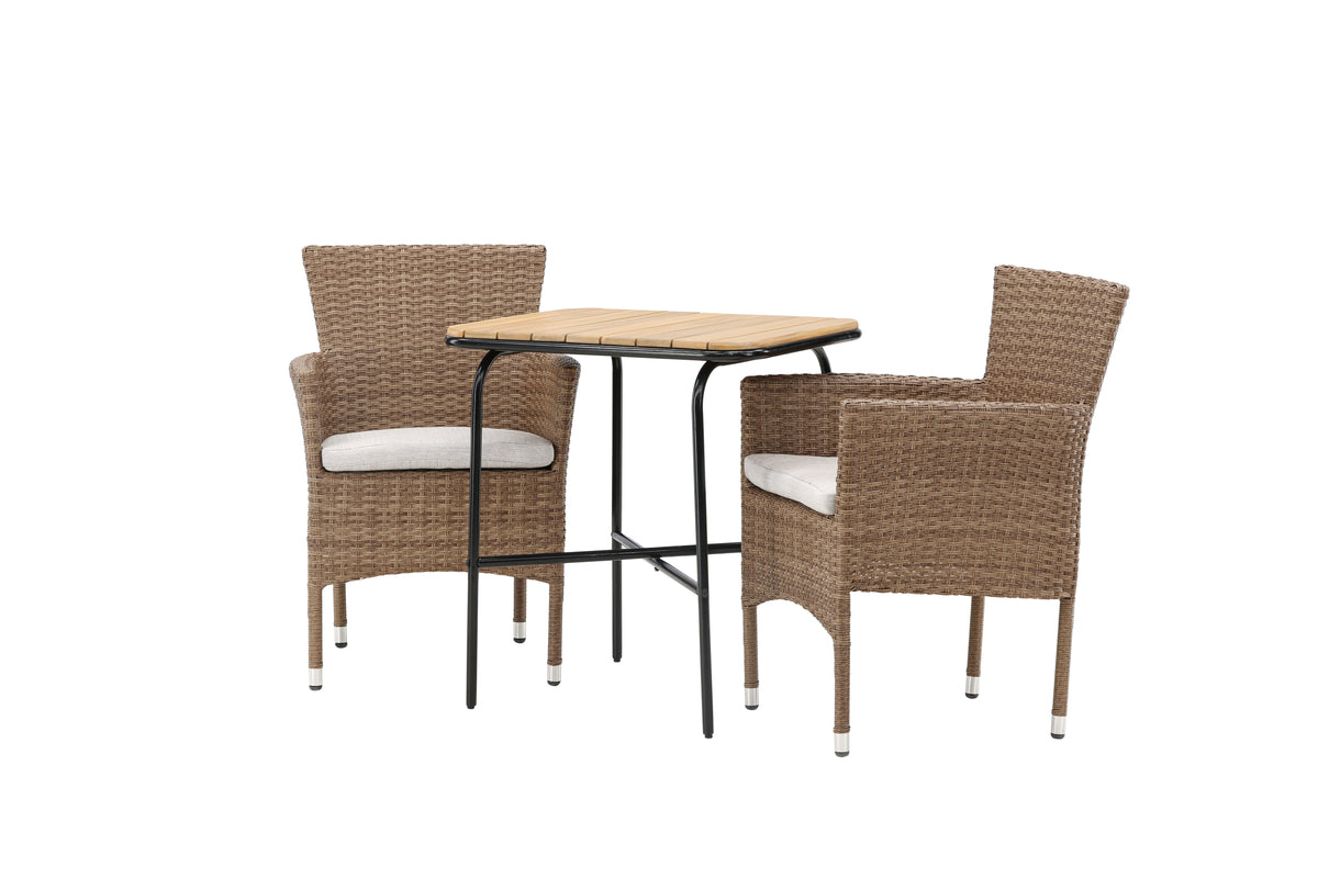 Venture Design Malina & Holmbeck Matstolar 2-pack Natur + Cafebord 70 x 55 Natur