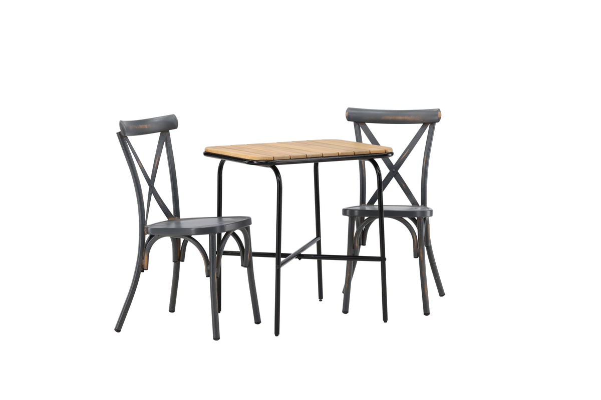 Venture Design Holmbeck & Tablas Cafebord 70 x 55 Natur + Matstolar 2-pack Mörkgrå