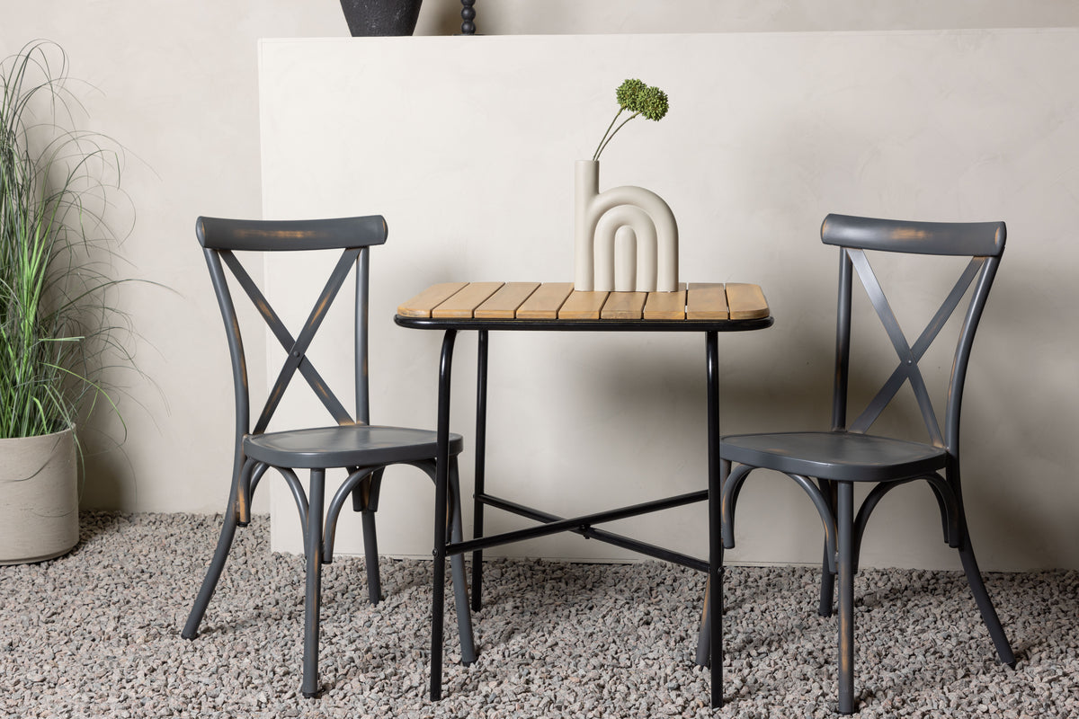 Venture Design Holmbeck & Tablas Cafebord 70 x 55 Natur + Matstolar 2-pack Mörkgrå