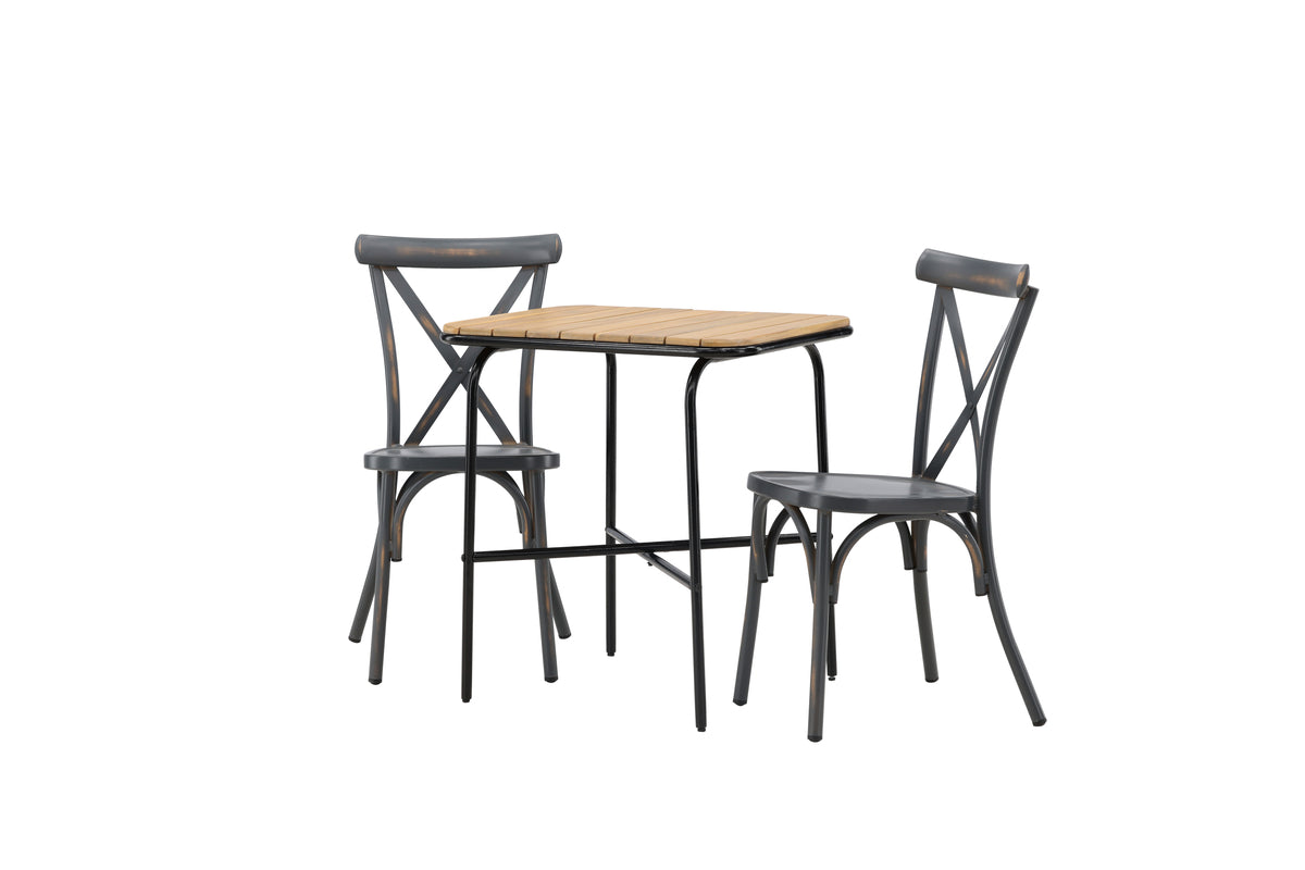 Venture Design Holmbeck & Tablas Cafebord 70 x 55 Natur + Matstolar 2-pack Mörkgrå