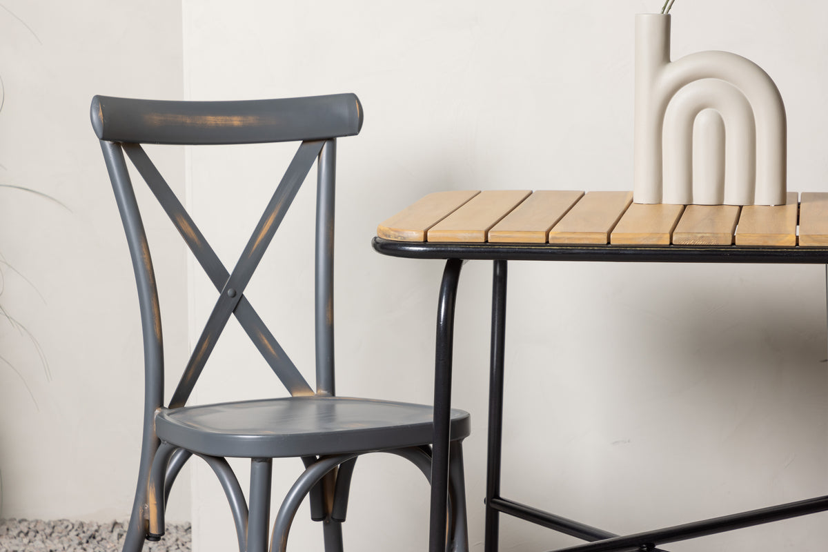 Venture Design Holmbeck & Tablas Cafebord 70 x 55 Natur + Matstolar 2-pack Mörkgrå