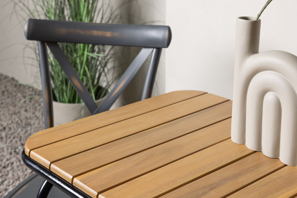 Venture Design Holmbeck & Tablas Cafebord 70 x 55 Natur + Matstolar 2-pack Mörkgrå