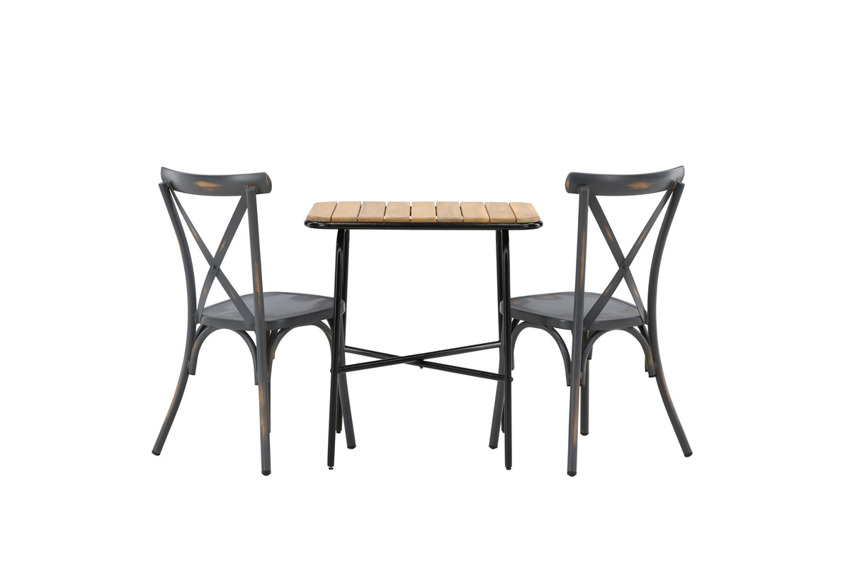 Venture Design Holmbeck & Tablas Cafebord 70 x 55 Natur + Matstolar 2-pack Mörkgrå