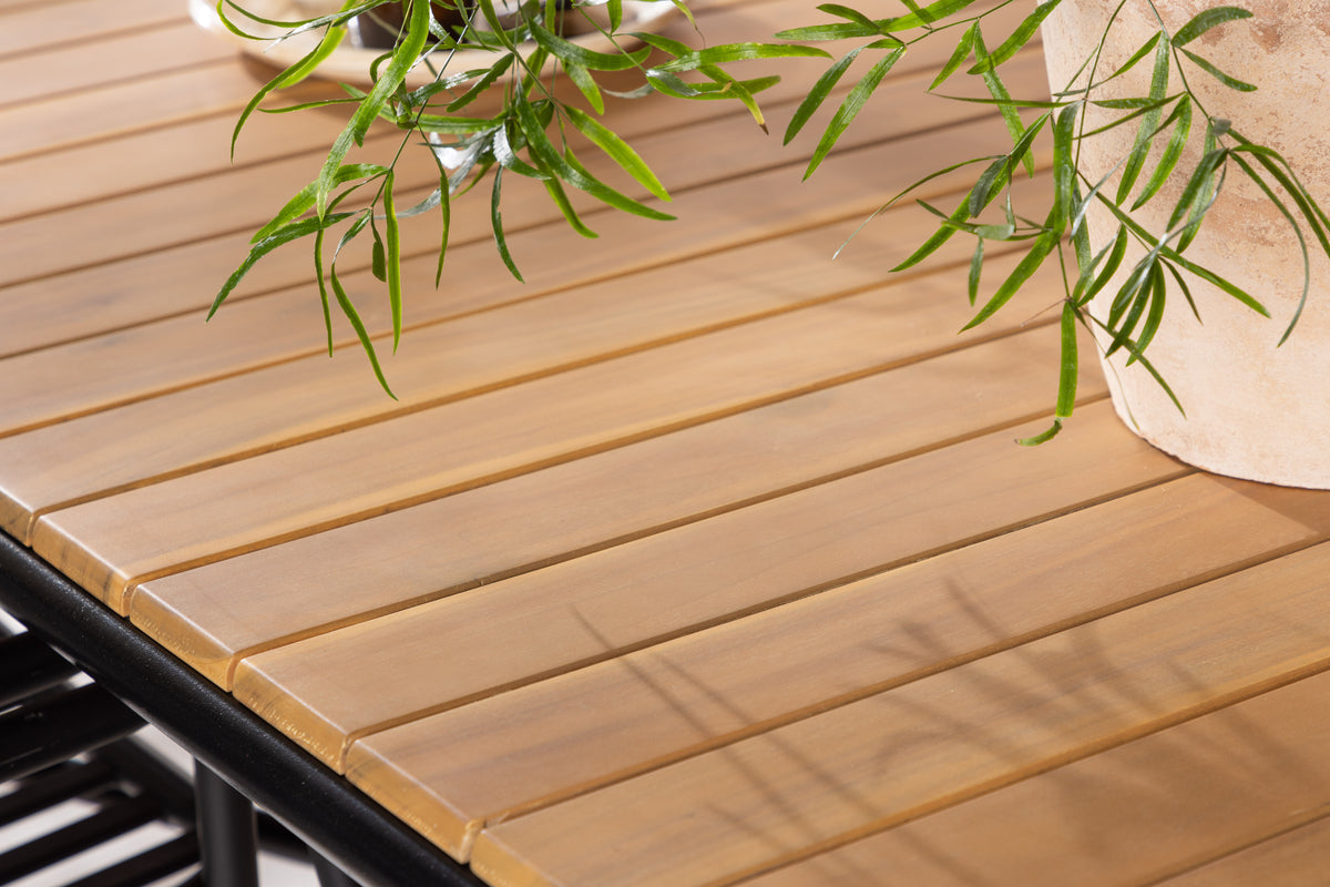 Venture Design Holmbeck & Peking Rektangulära Matbord 200 x 90 Natur + Matstolar 2-pack Svart