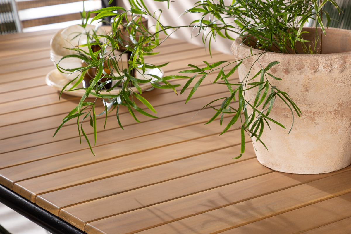 Venture Design Holmbeck & Bois Rektangulära Matbord 200 x 90 Natur + Matstolar 2-pack Grön